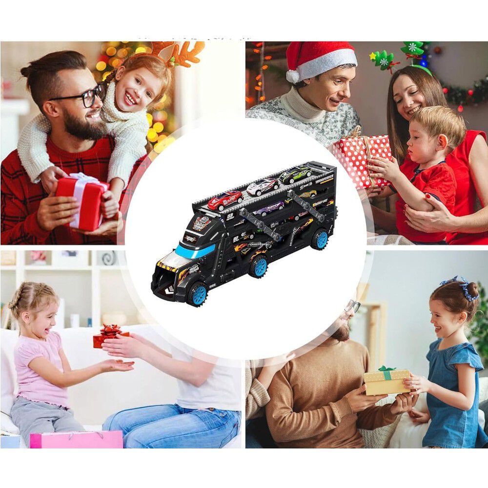 Juguete Camión De Doble Rampa Porta Autos Con 6 Carros image number 2.0