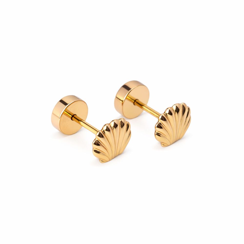 Aros Ostras Abridores 5mm Oro 14k A Presi&oacute;n Beb&eacute; Ni&ntilde;a Hipoalerg&eacute;nicos image number 1.0