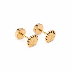 Aros Ostras Abridores 5mm Oro 14k A Presi&oacute;n Beb&eacute; Ni&ntilde;a Hipoalerg&eacute;nicos