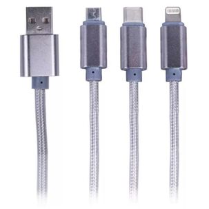 Cable Usb 3 En 1 Carga Rapida Trenzado Plateado