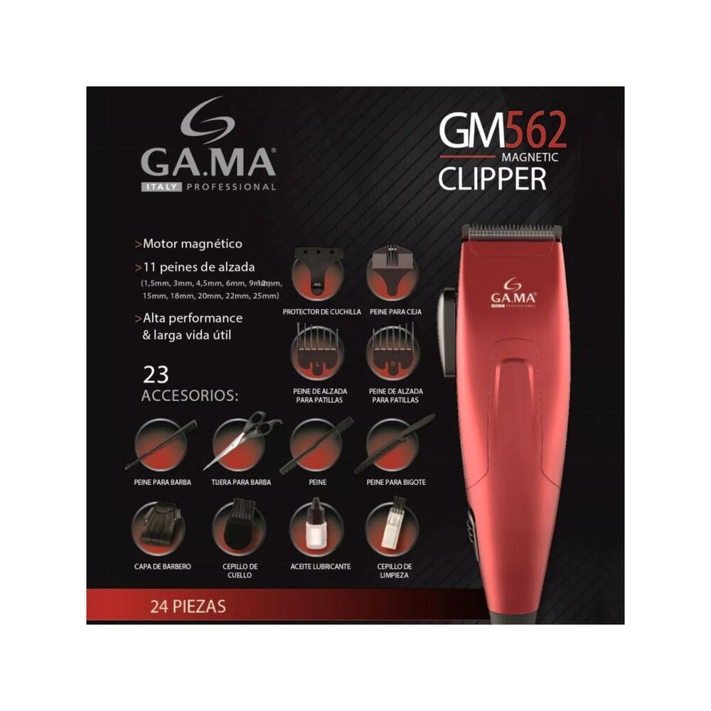 Maquina Corta Pelo Barba 24 Accesorios Rojo Gm562 Gama image number 3.0