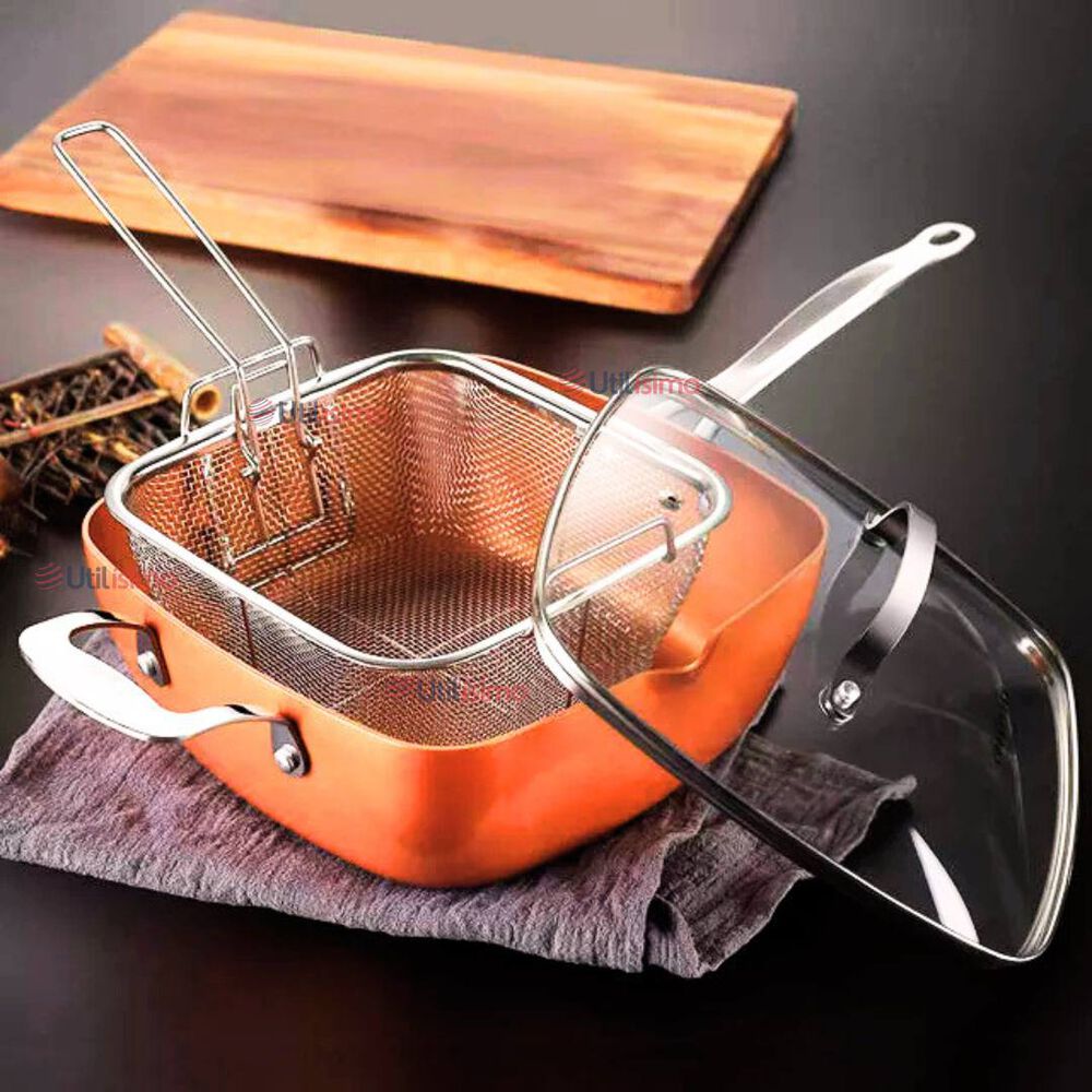 Sartén Antiadherente De Cobre Multiuso 3 En 1 Cesta Para Freír Vaporera image number 0.0