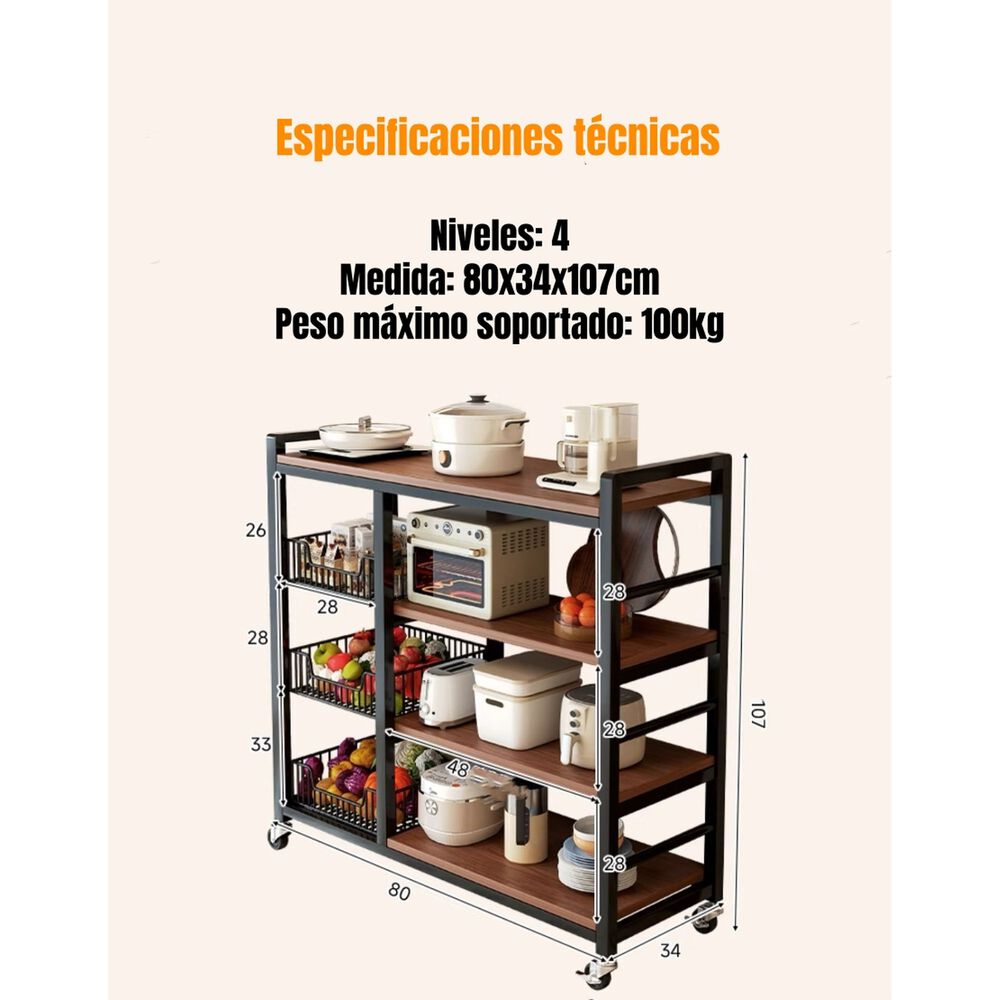 Estantes Organizador Repisa Cocina 4 Niveles 80cm image number 1.0