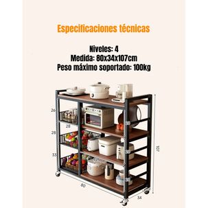 Estantes Organizador Repisa Cocina 4 Niveles 80cm