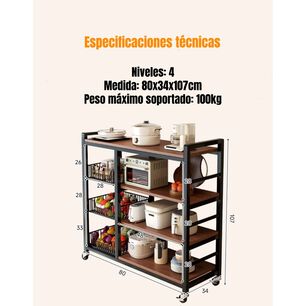 Estantes Organizador Repisa Cocina 4 Niveles 80cm