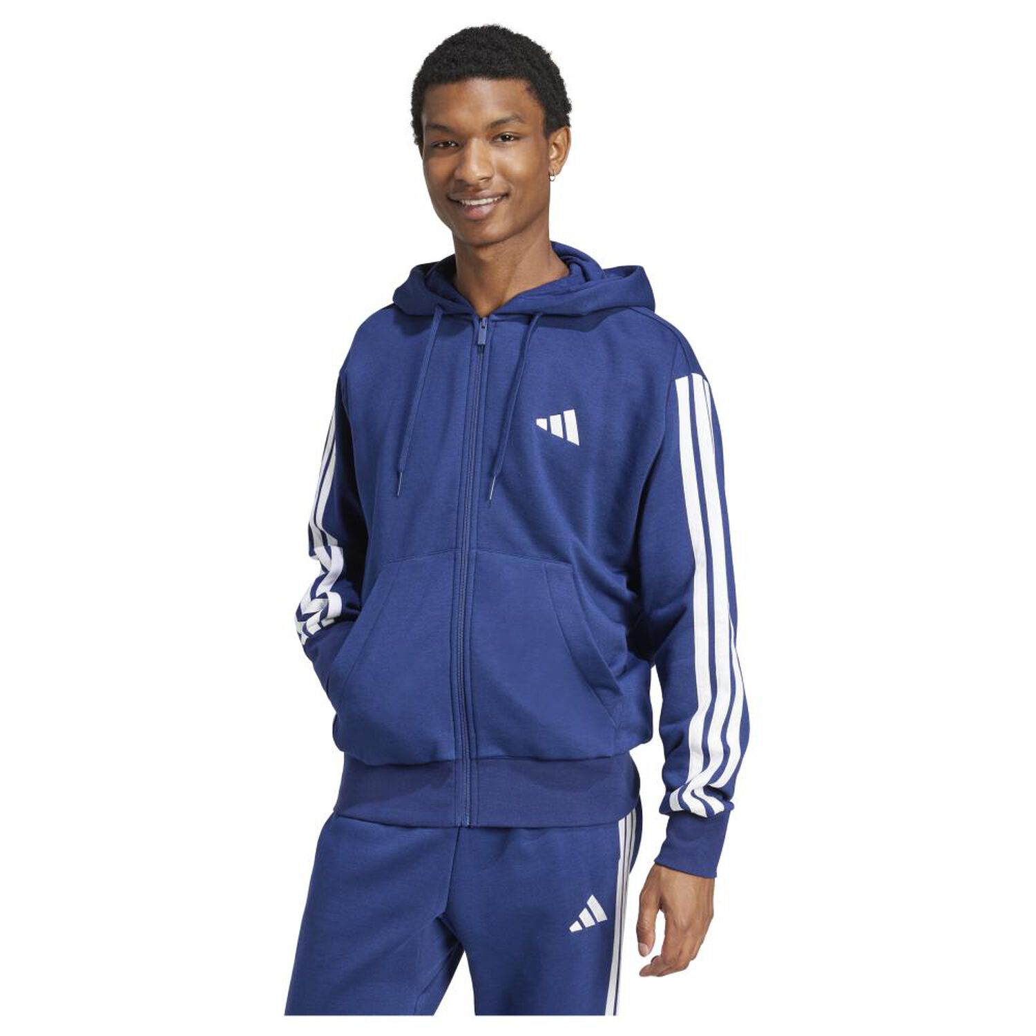 Poler&oacute;n Con Capucha Hombre Essentials Fleece 3 Tiras Adidas image number 1.0