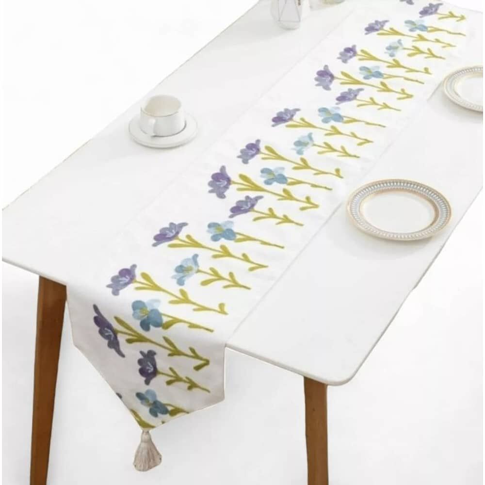 Camino De Mesa Bordado Medida 32x180cm Poliester Corredor Flores image number 0.0