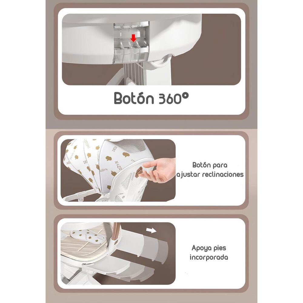 Coche De Paseo 360&deg; Con Mesita Lubabycas Blanco image number 5.0