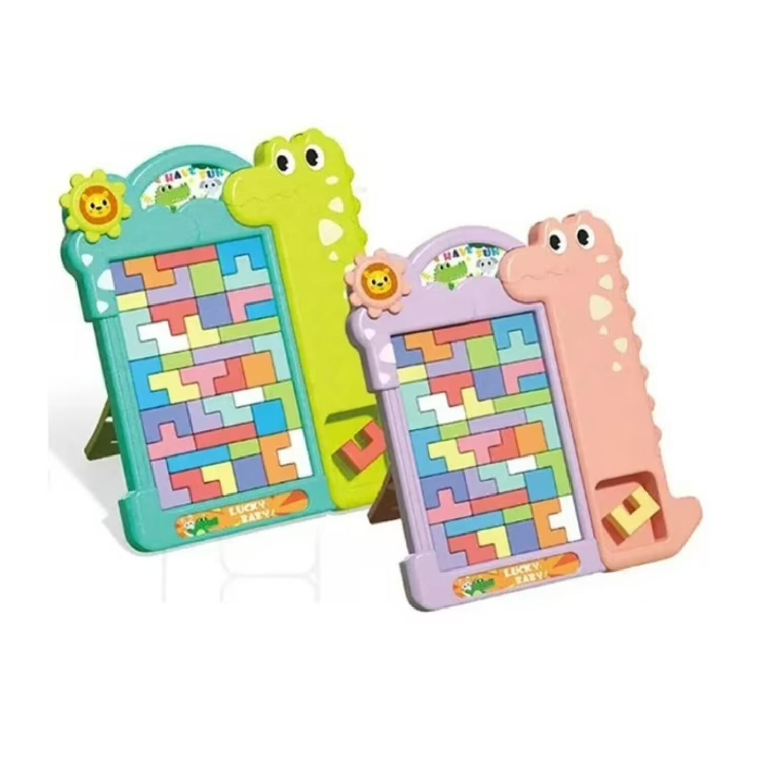 Juguete Compecabezas Tetris Dinosaurio Rosado Infantil image number 1.0