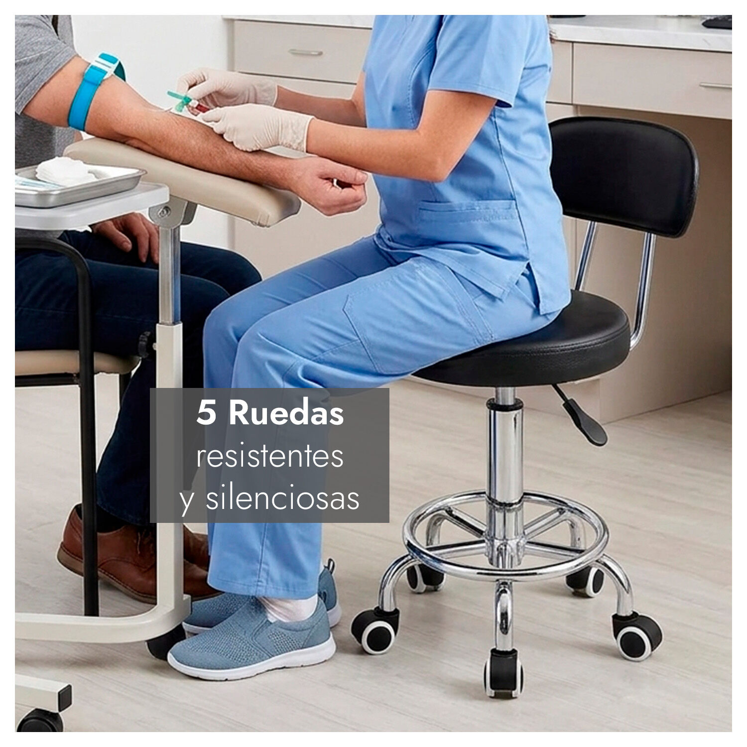 Silla Giratoria Multiuso Con Ruedas Ajustable Ergon&oacute;mica Y Est&eacute;tica image number 4.0