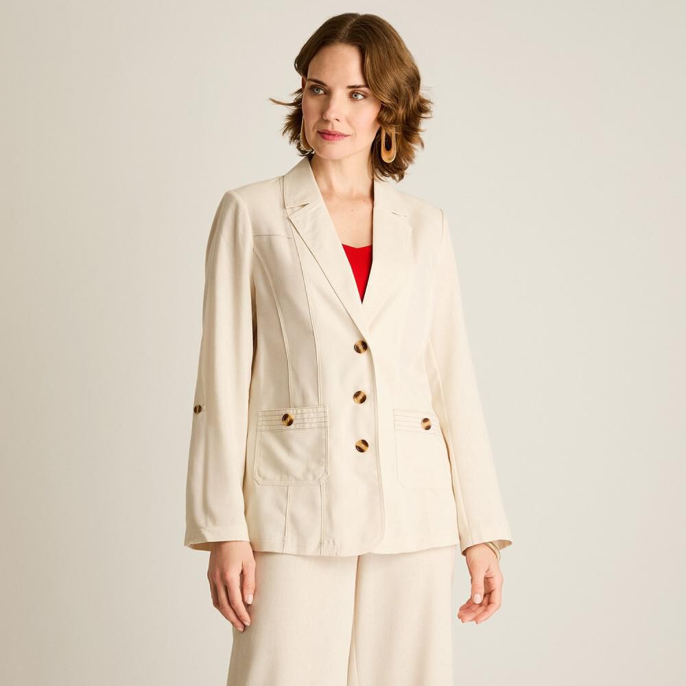 Blazer Bolsillos Parche Cuello Solapa Mujer Lorenzo Di Pontti image number 0.0