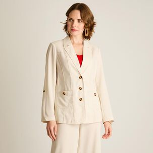 Blazer Bolsillos Parche Cuello Solapa Mujer Lorenzo Di Pontti