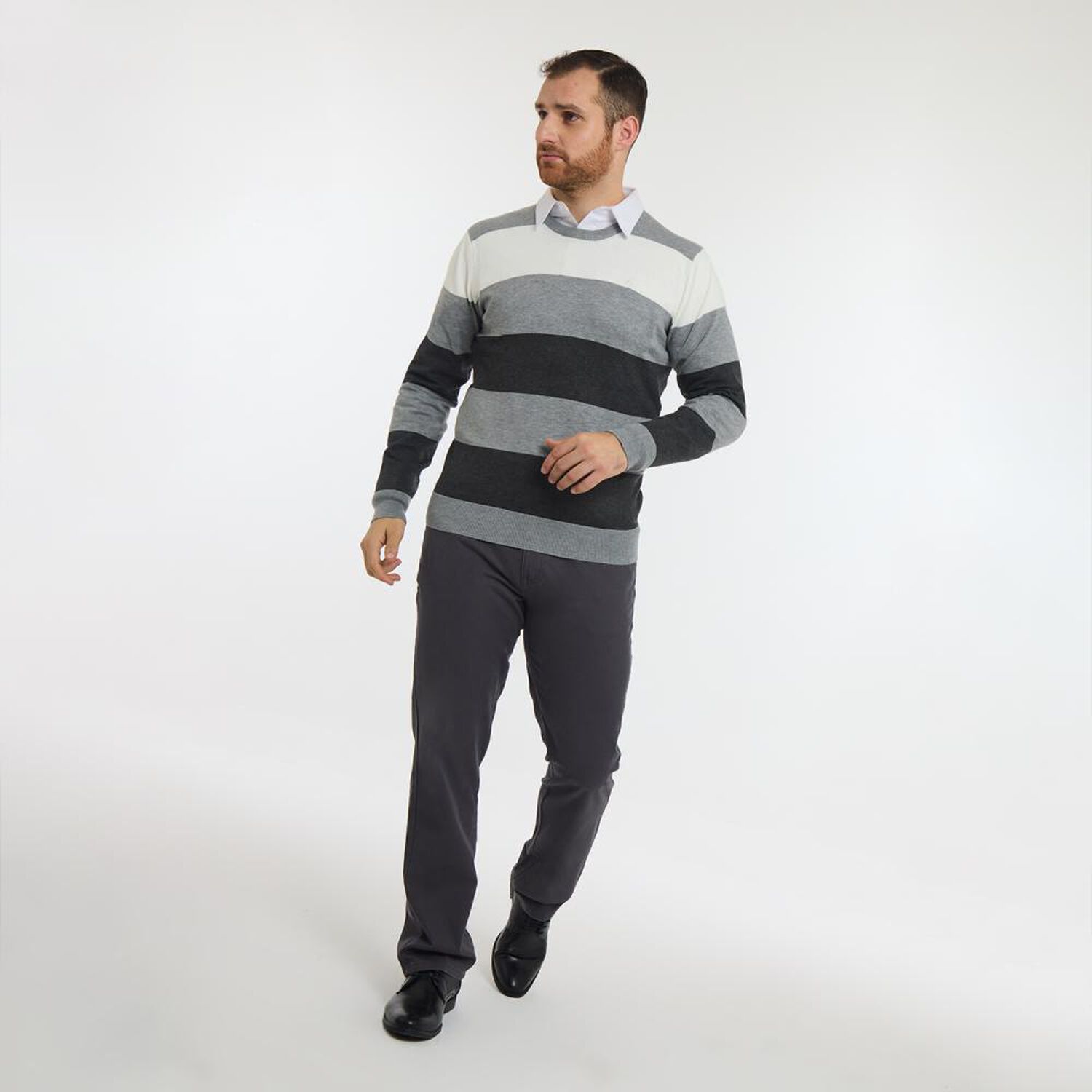 Sweater Rayas Regular Manga Larga Cuello Redondo Hombre Herald image number 1.0
