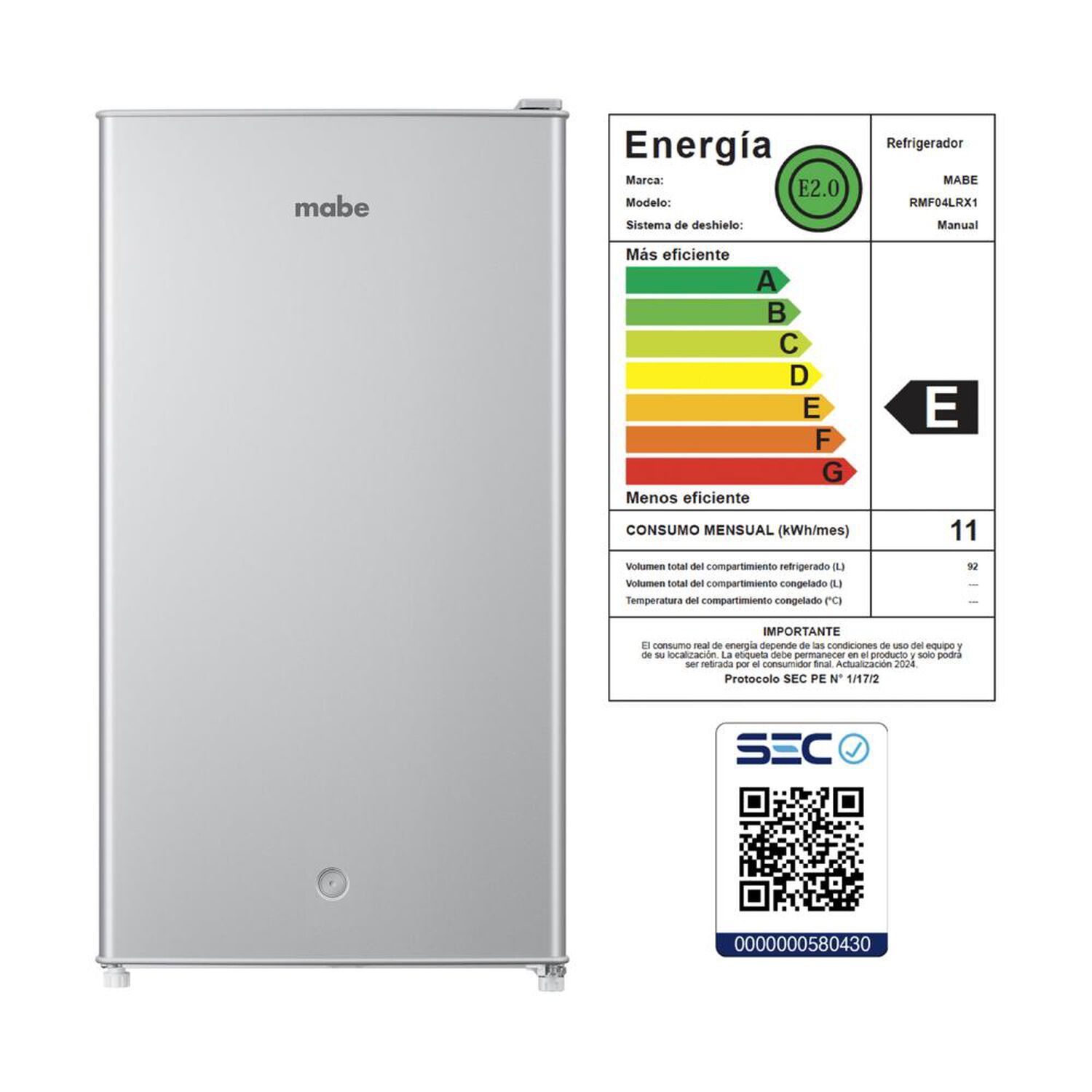 Frigobar Mabe Rmf04lrx1 / 90 Litros / E image number 7.0