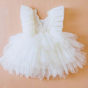 Vestido De Fiesta De Encaje Y Tul Ni&ntilde;as 6 Meses A 4 A&ntilde;os Baby Girls