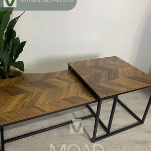 Mesa De Centro Doble Rectangular Madera