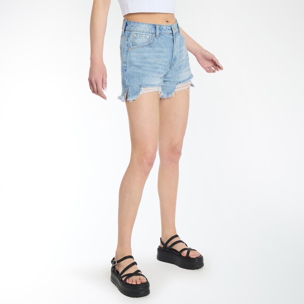 Short Denim Roturas En Basta Tiro Medio Skinny Mujer Rolly Go image number 2.0