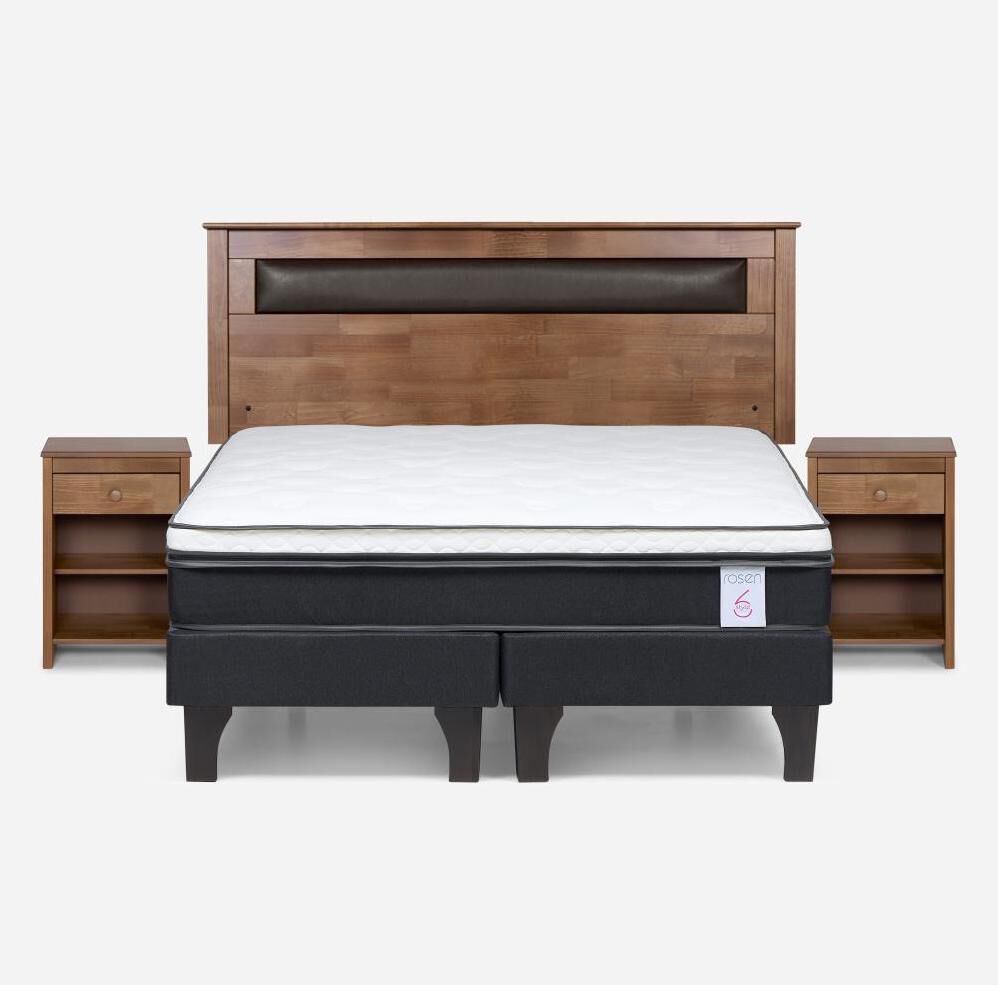 Cama Europea Rosen New Style 6 / 2 Plazas / Base Dividida + Set De Maderas image number 0.0