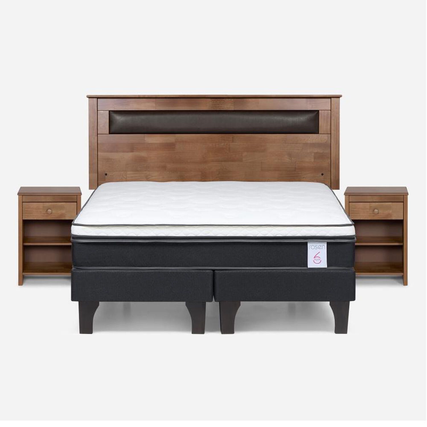 Cama Europea Rosen New Style 6 / 2 Plazas / Base Dividida + Set De Maderas image number 0.0