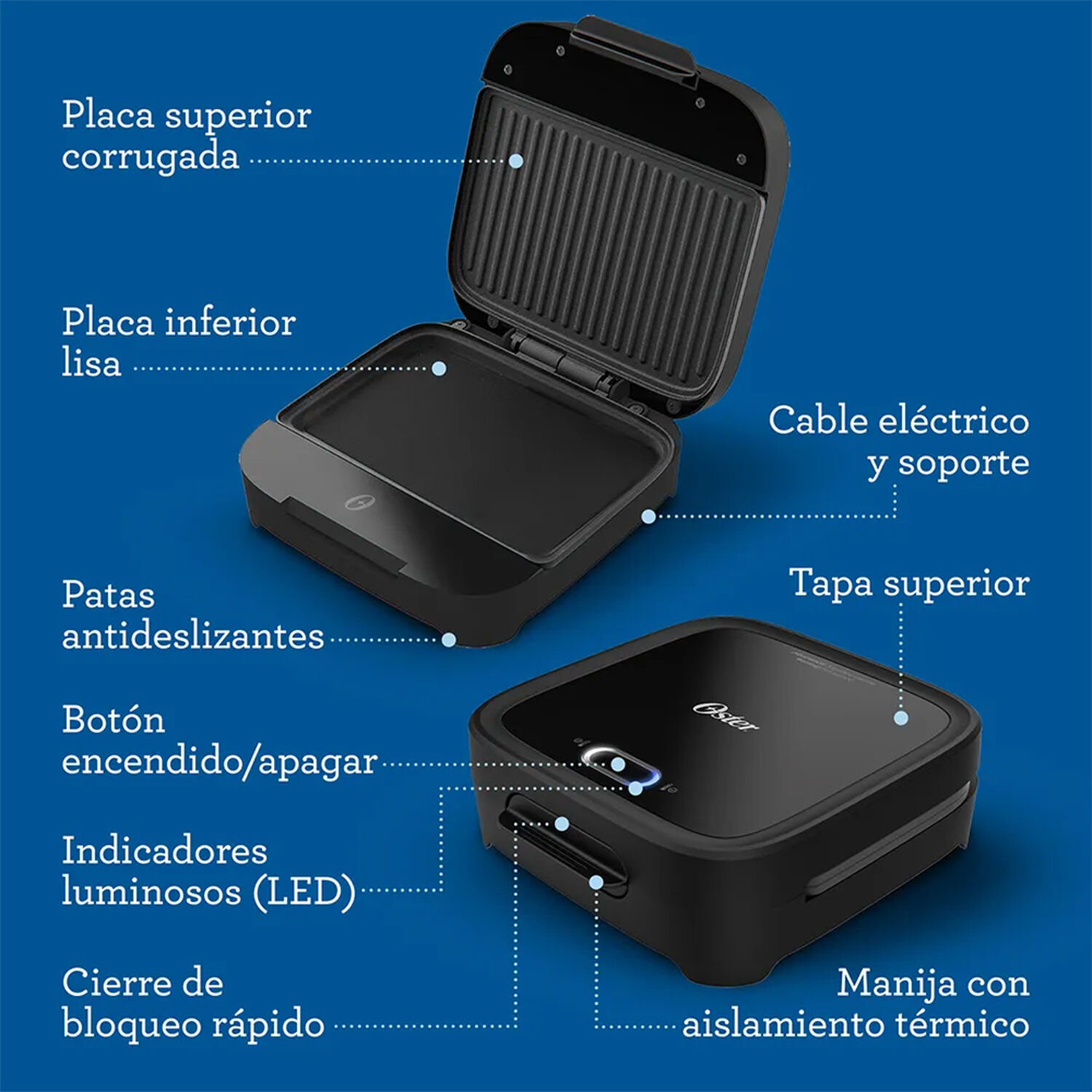 Sandwichera Oster Compacta Con Platos Hondos image number 8.0