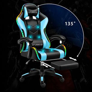 Silla Gamer Con Luz Rgb Reposapi&eacute;s Y Masajeador Reclinable