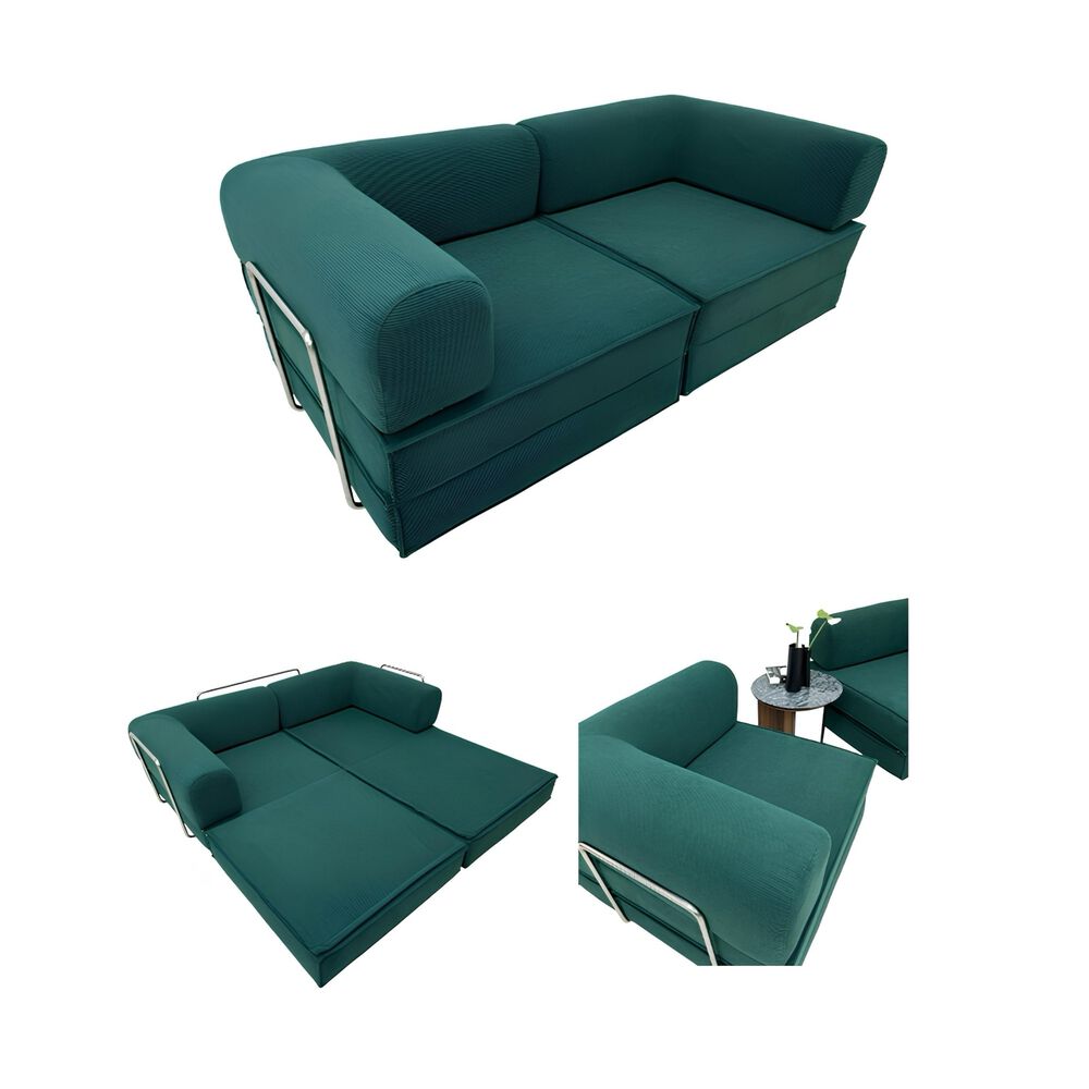 Sillon Sofa Cama Comprimido Combinable 203cm K17 Verde image number 8.0
