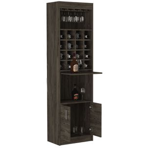 Bar Alto 2 Puertas 16 Botelleros Caf&eacute; Oscuro 180 Cm X 32 Cm X 51 Cm