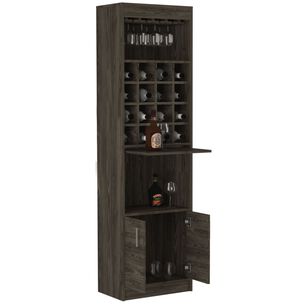 Bar Alto 2 Puertas 16 Botelleros Caf&eacute; Oscuro 180 Cm X 32 Cm X 51 Cm