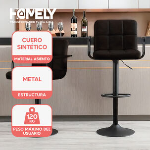 Silla De Bar Piso Taburete Homely Noir Comfort 61-81cm - Negro