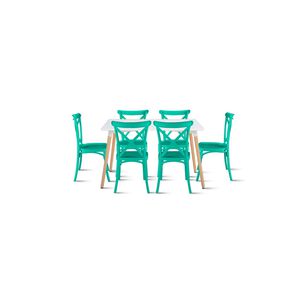 Comedor Rectangular Blanca 120x80cms + 6 Silla Crossback Danubio Menta