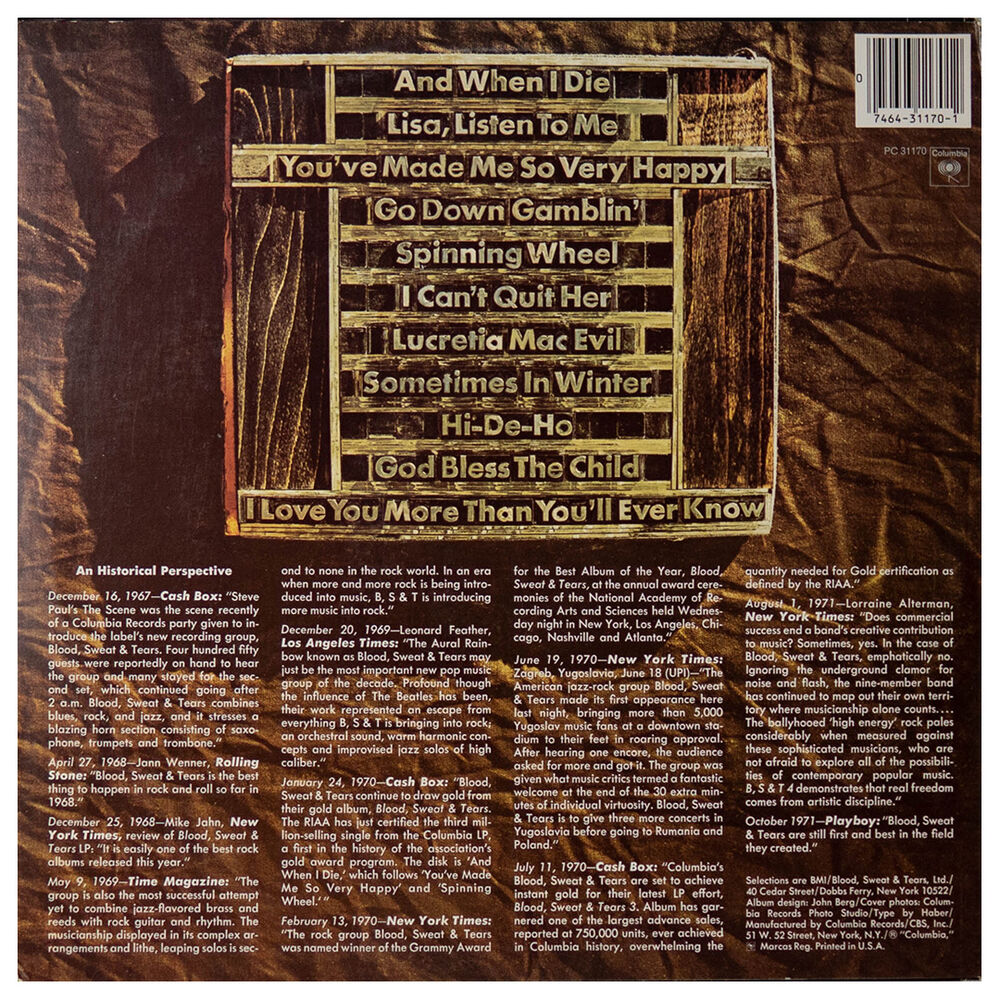 Blood, Sweat & Tears - Greatest Hits | Vinilo Usado image number 1.0