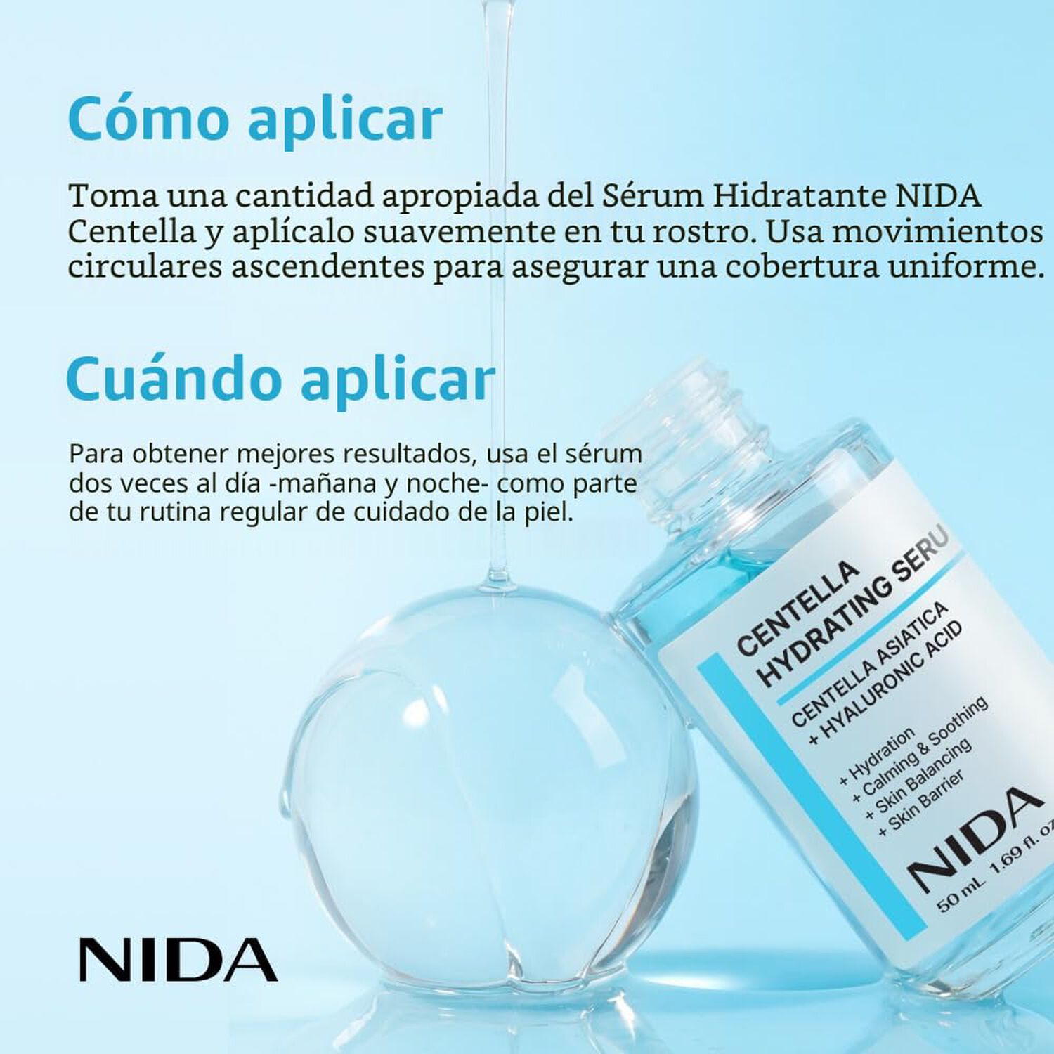 Centella Hydrating Serum (nida) - 50ml Serum Calmante E Hidratante Con Centella Asi&aacute;tica Y &Aacute;cido Hialur&oacute;nico image number 3.0