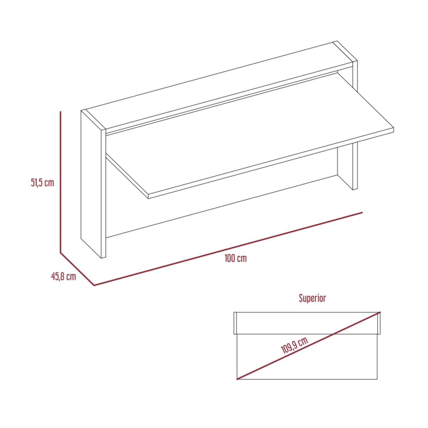 Escritorio Abatible De Pared Fm-040c Caf&eacute; Claro image number 5.0