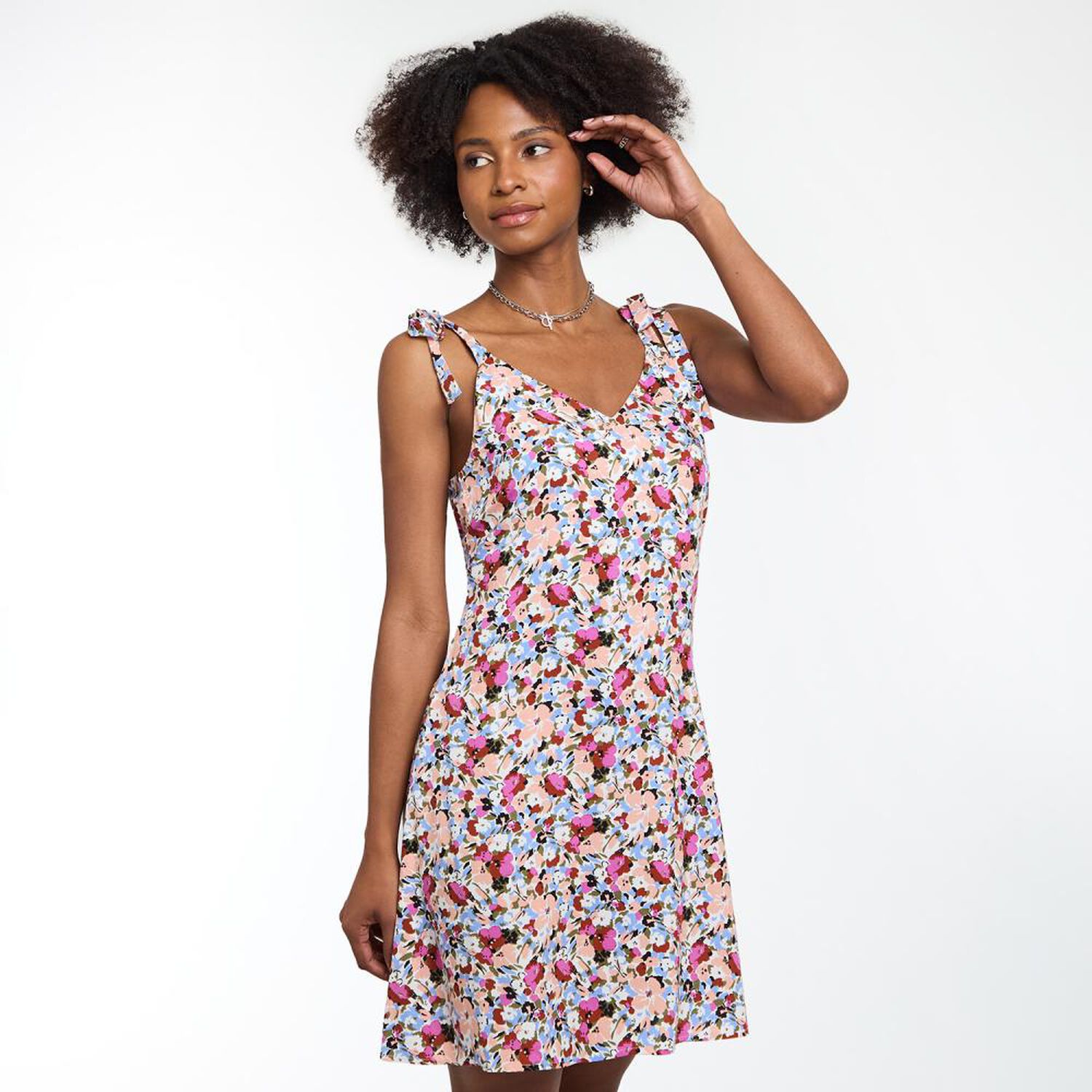 Vestido Midi Con Amarras Sin Mangas Cuello V Mujer Rolly Go image number 2.0