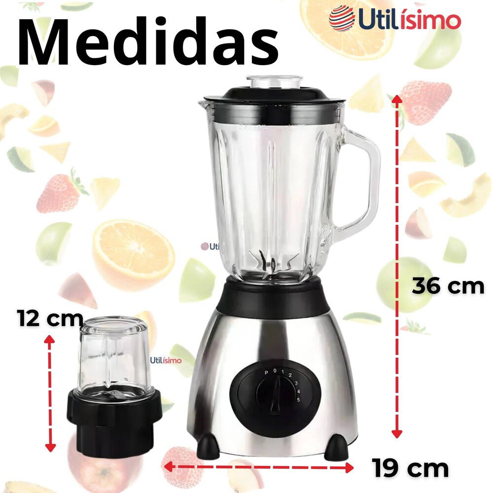 Licuadora Juguera Multifuncional 2 En 1 + Picadora 1000w De Potencia Jarra De Vidrio image number 2.0