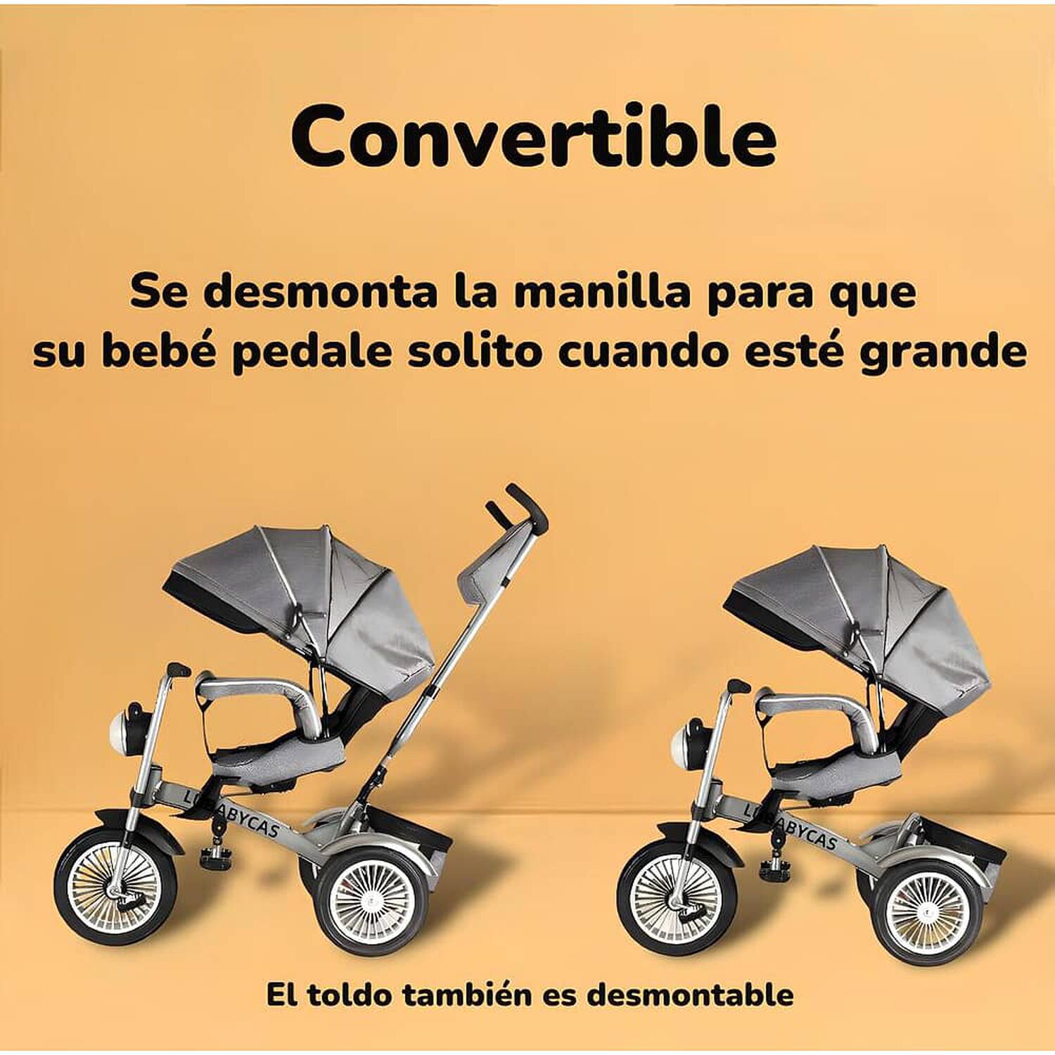 Triciclo Multifuncional 360&deg; Con Foco Lubabycas Rosado image number 7.0