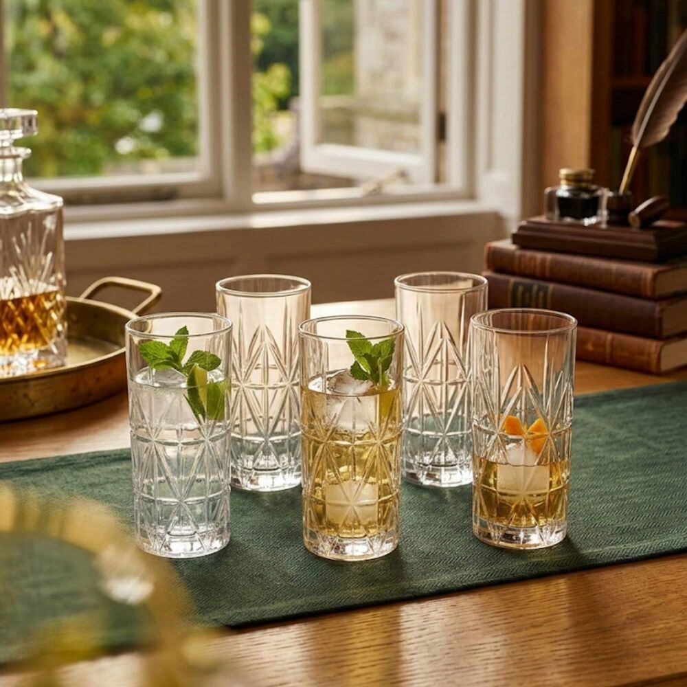 Set 6 Vasos Tallados Alto Highball 360 Ml image number 1.0