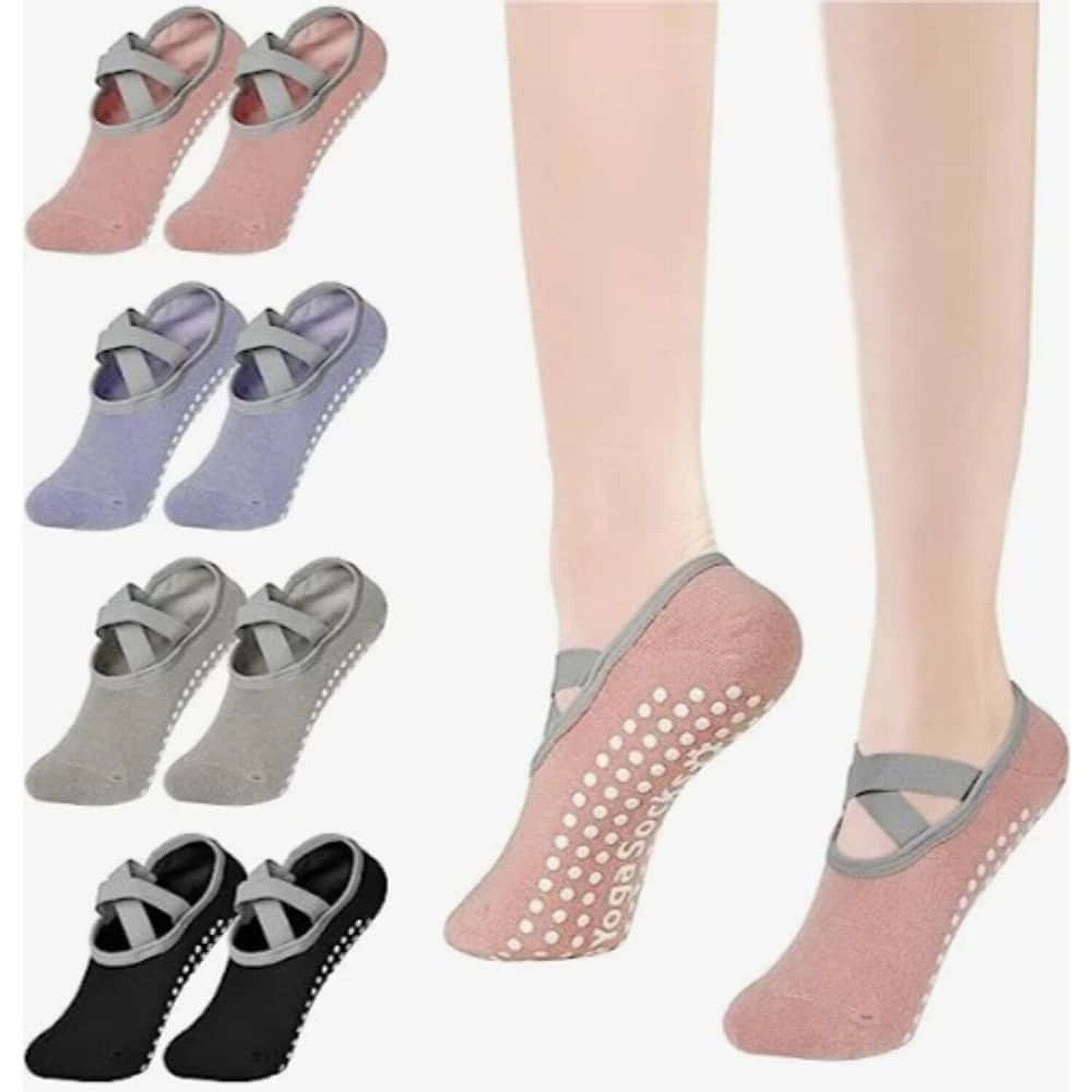 Calcetines Antideslizantes Yoga Pilates Set 4 Pares image number 0.0