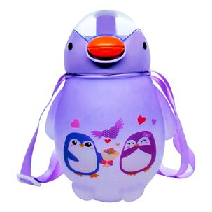 Botella Agua Pinguino Kawaii 1500ml Morado Con Stickers