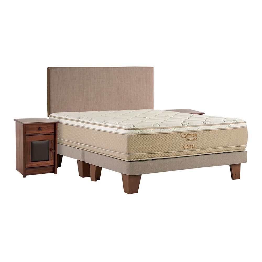 Cama Europea Celta Cotton Organic / King / Base Dividida + Set De Maderas image number 0.0