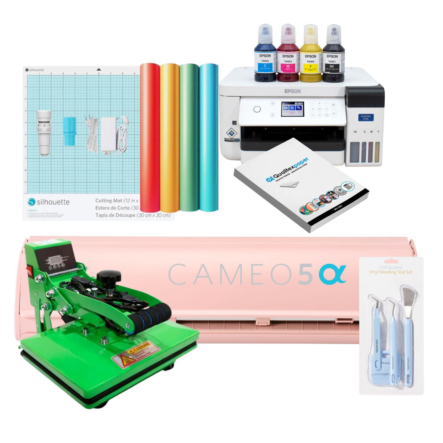 Kit Inicio Cameo 5 Alfa Pink + Estampadora 20cmx30cm + Impresora Epson F170 image number 0.0