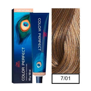 Wella - Tintura Permanente Color Perfect 7/01 Rubio Mediano Natural Ceniza 60gr + Oxidante 20vol 60ml