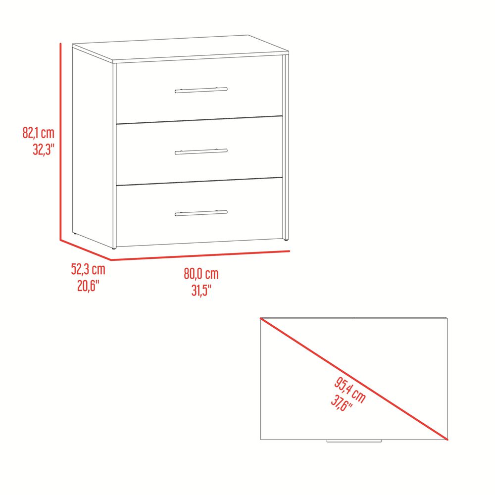 Comoda 3 Cajones 82,1x80x52,3 Cm Caf&eacute; Y Negro image number 6.0