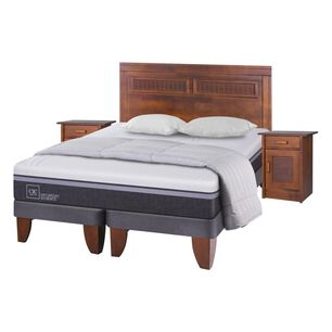 Cama Europea Cic Ortopedic Advance / 2 Plazas / Base Dividida + Set De Maderas + Plum&oacute;n + Almohadas