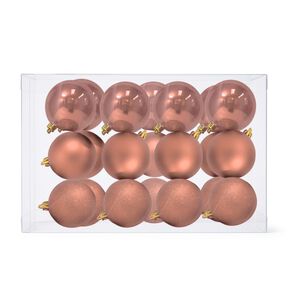 16 Esferas Navideñas Bambalinas 8 Cm Rosado Decoracion