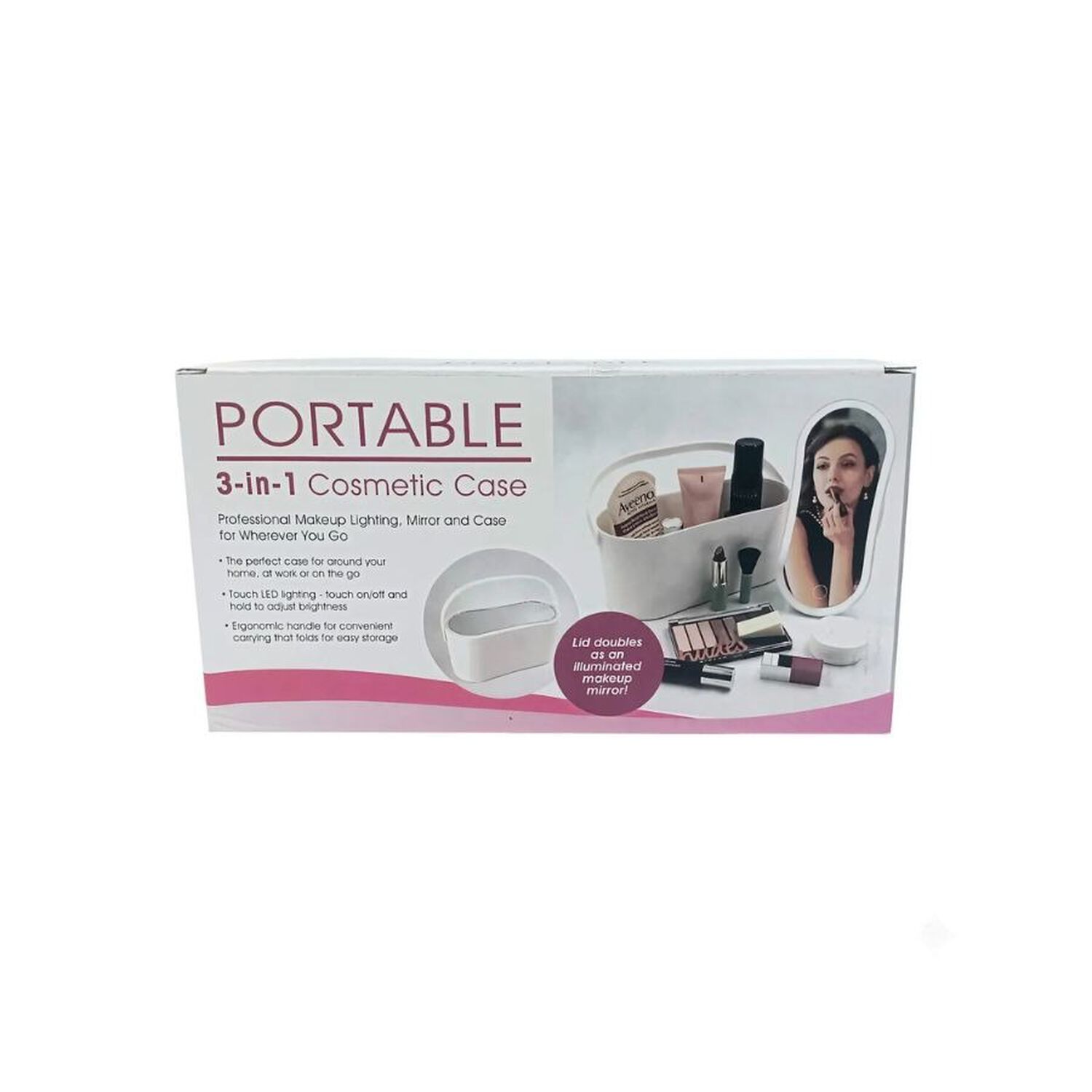 Organizador Cosm&eacute;ticos Port&aacute;til 3 En 1 Espejo Led Maquillaje image number 1.0