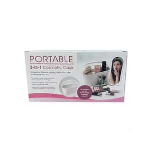 Organizador Cosm&eacute;ticos Port&aacute;til 3 En 1 Espejo Led Maquillaje