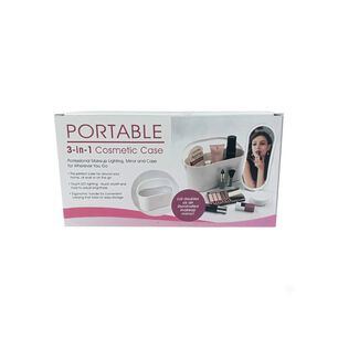 Organizador Cosm&eacute;ticos Port&aacute;til 3 En 1 Espejo Led Maquillaje