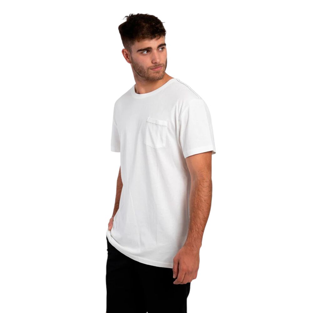 Polera Orgánica Con Bolsillo Blanco Hombre Falcone image number 3.0