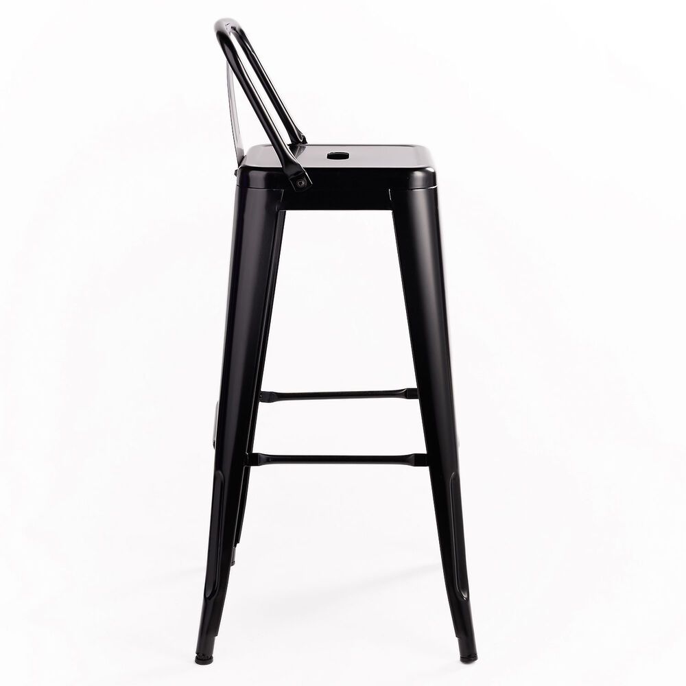 Pack 4 Piso Taburete Tolix Con Respaldo Negro image number 4.0